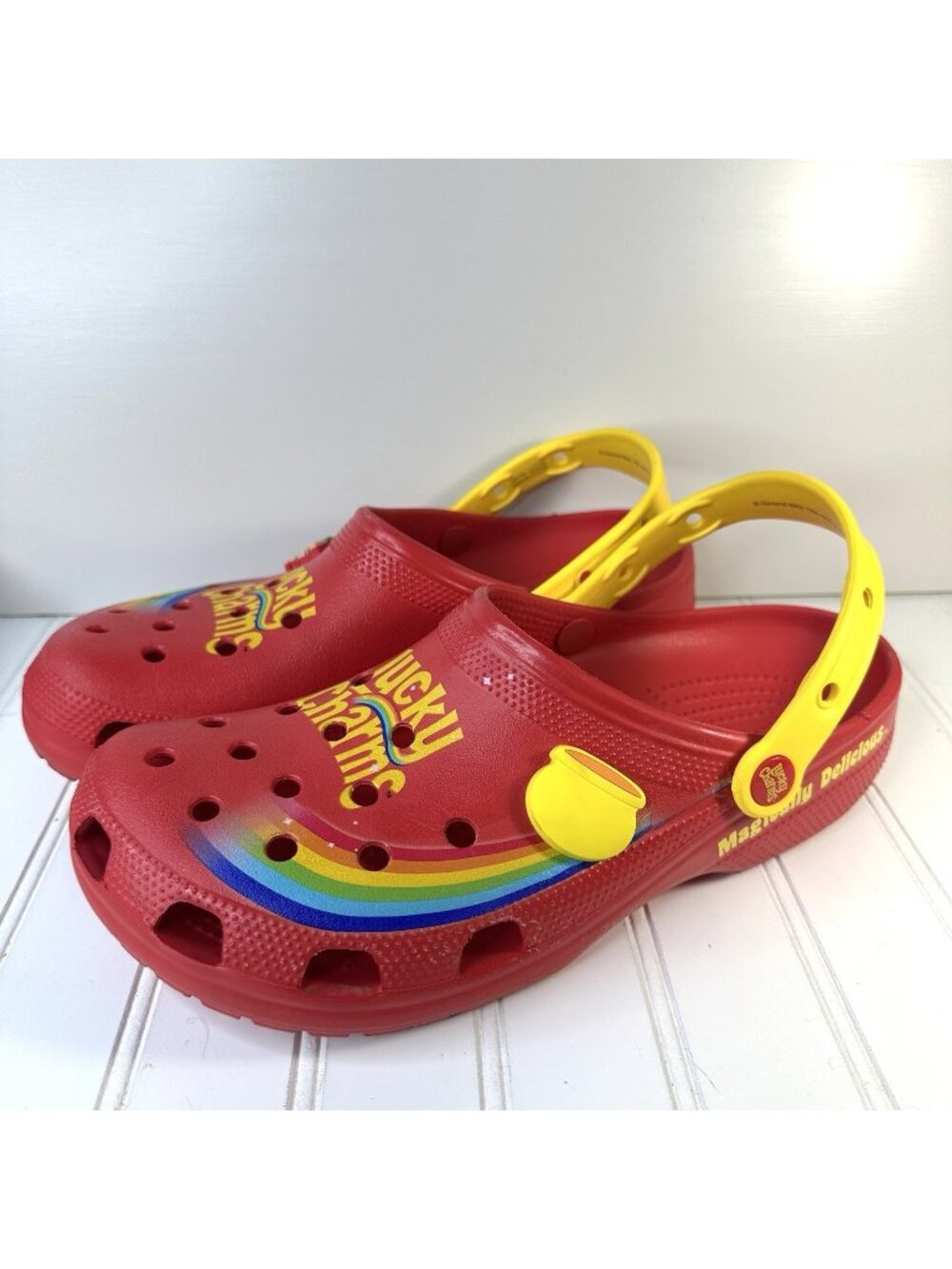 Crocs Lucky Charms Collab Limited Edition Red Mens 10 Womens 12 Slip On Shoes
